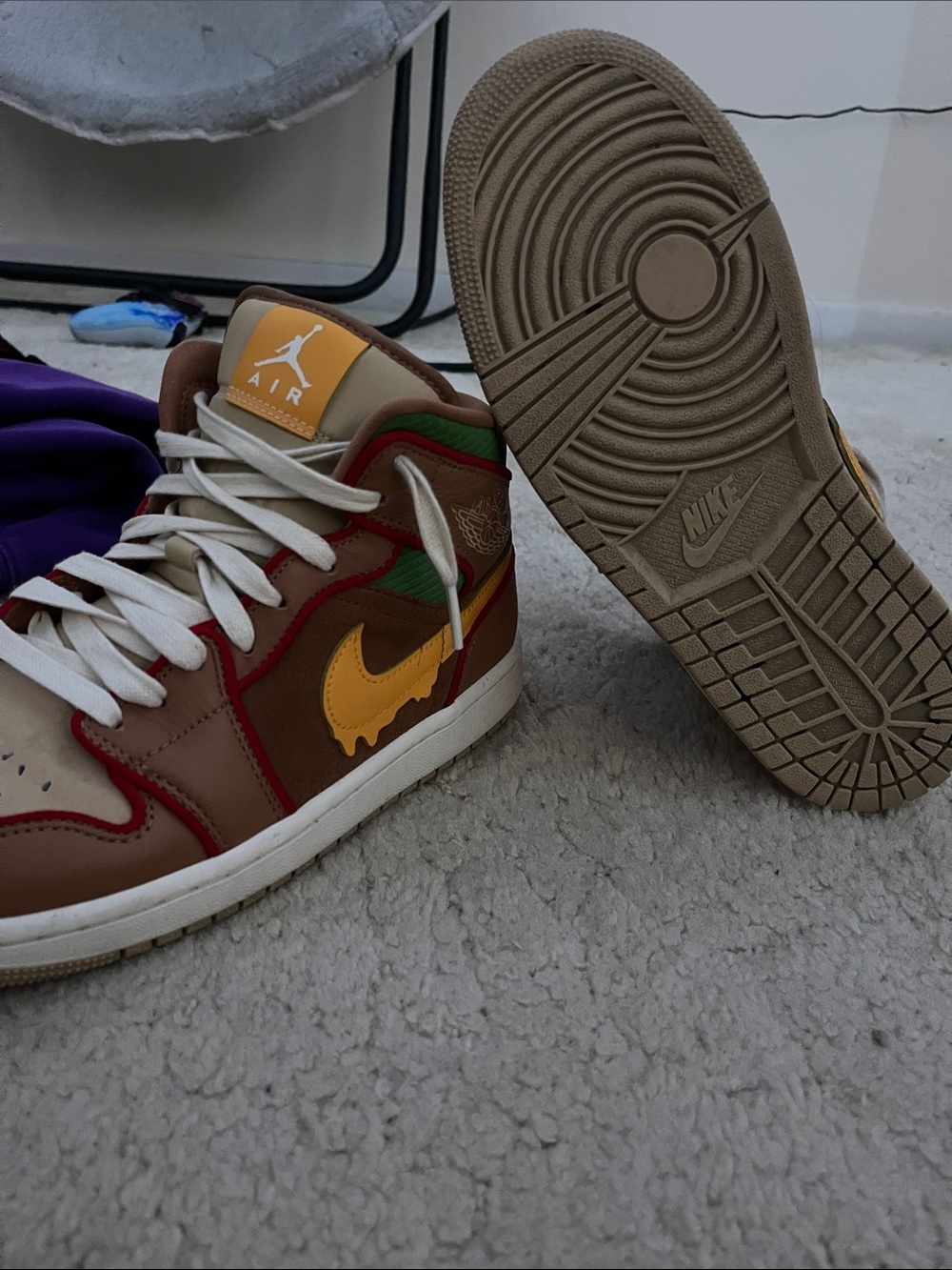 Jordan Kids Brown, Yellow & Green High-Top Sneakers